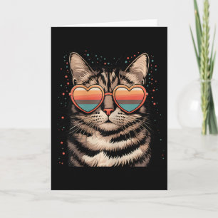 Cartão Gato Retro Com Óculos De Sol Coração Amor Gato Fof