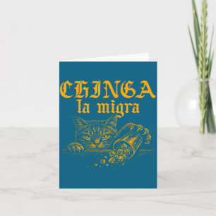 Cartão Gato Retro Divertido Chinga La Migra