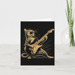 Cartão Gato Retro Divertido Música Rock Homens Crianças M