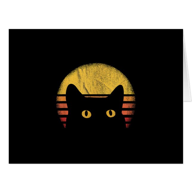 Cartão Gato Retro Vintage (Frente horizontal)