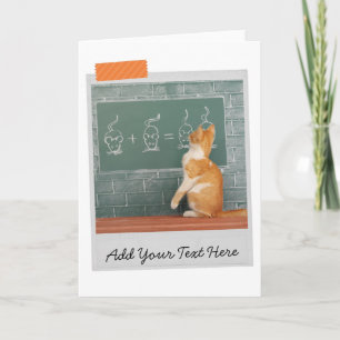 Cartão Gato Ruivo Quadro Negro Engraçado