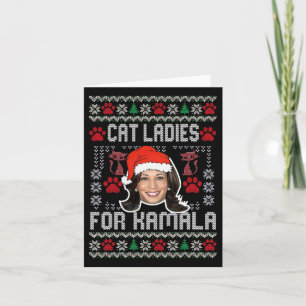 Cartão Gato Senhoras Para Papais noeis Kamala Natal Madam