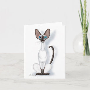 Cartão Gato Siames Cartoon Alto e Excêntrico
