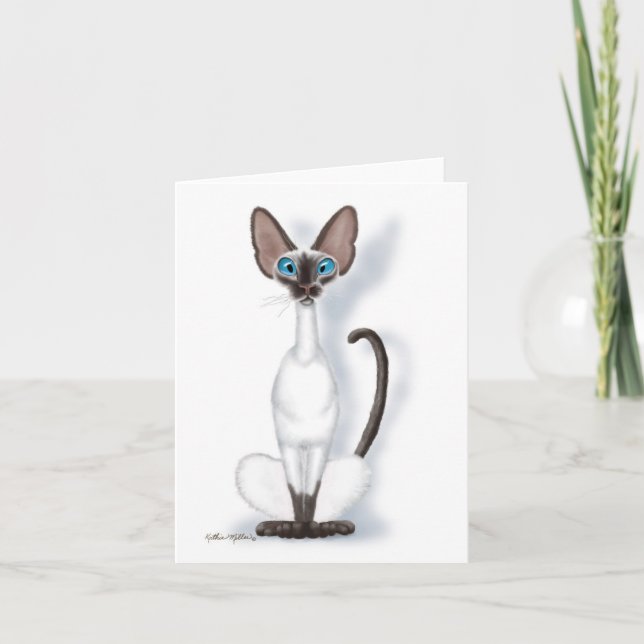 Cartão Gato Siames Cartoon Alto e Excêntrico (Frente)