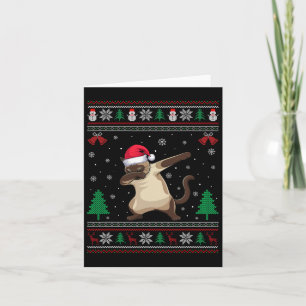 Cartão Gato Siamês Dabbing Chapéu de Papai Noel Meninos M