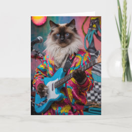 Cartão Gato Siamês Engraçado Rocker