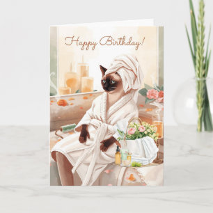 Cartão Gato Siames no Aniversário do Spa