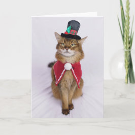 Cartão Gato Somali Cantador de Natal