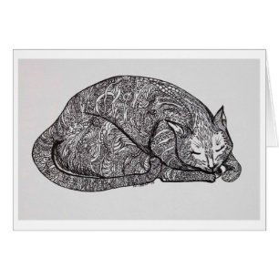 Cartão gato sonolento