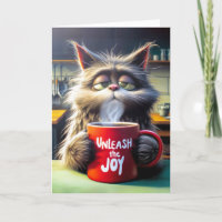 Gato Sonolento de Aniversário do Amigo com Caneca 
