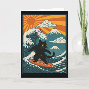 Cartão Gato Surfando Japonês _2