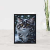 Gato Tabby Cinza na Tempestade de Neve Cumprimento
