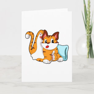Cartão Gato tigre com travesseiro