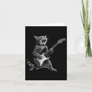 Cartão Gato Tocando Guitarra Astro do Rock Rock And Roll