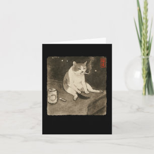 Cartão Gato Triste e Engraçado Fumando Meme Kit de Arte J