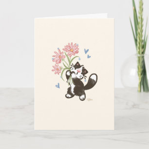 Cartão Gato Tuxedo com Flores - Maurice