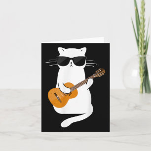 Cartão Gato Vestindo Pulmões Tocando Violão Guitarrista