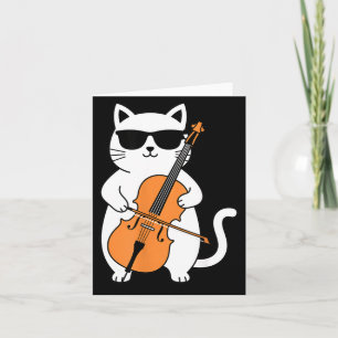 Cartão Gato Violoncelo Tocando Violoncelo Música Divertid