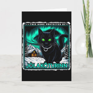 Cartão Gato Yule Retro Islandês Esta Casa Protegida Jólak