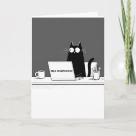 Cartão Gato Zero Motivação – Desenho Animado Divertido de