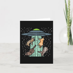 Cartão Gatos Abduzidos Pela Ufo Engraçada Alienígena Espa