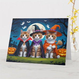 Cartão Gatos Abissinérgicos Pumpkin Halloween Engraçado
