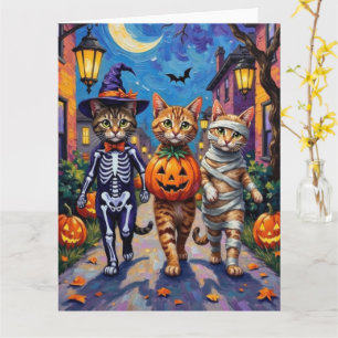 Cartão Gatos Abissínios Trick-or-Treating em Fantasias de