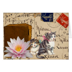 Cartão Gatos Antigos e Livro