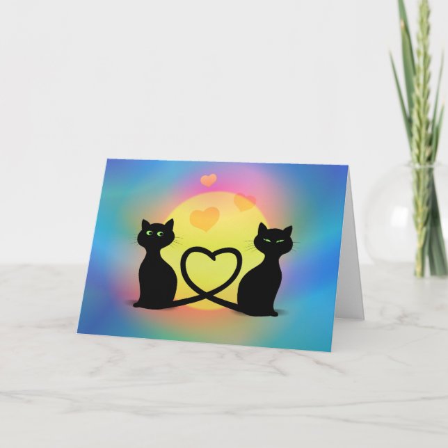 Cartão Gatos Apaixonados (Frente)