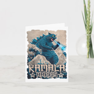 Cartão Gatos Azuis Ondulam Para Kamala Harris Arte Japonê