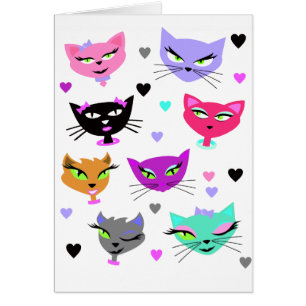 Cartão Gatos coloridos