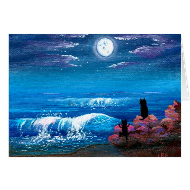Cartão Gatos Creationarts do Seascape do oceano (Frente horizontal)