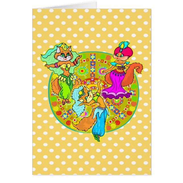 Cartão Gatos da dança de barriga (Frente)