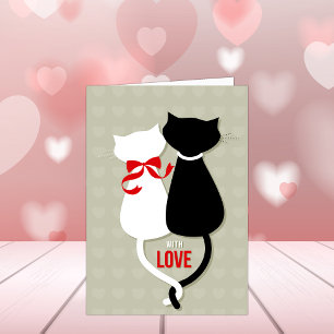 Cartão Gatos de Amor Romântico no Dia dos Namorados