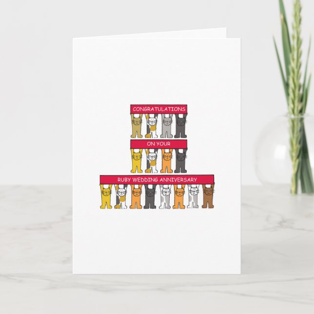 Cartão Gatos de Cartoon de Parabéns Ruby (Frente)
