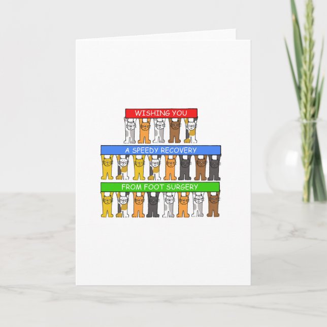 Cartão Gatos de Cartoon de Recuperação Rápida de Cirurgia (Frente)