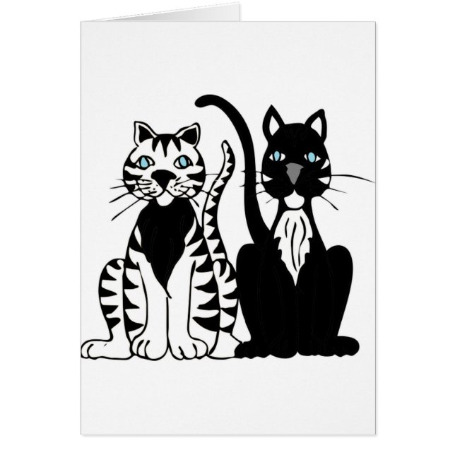 Cartão Gatos de Cartoon Gêmeos (Frente)