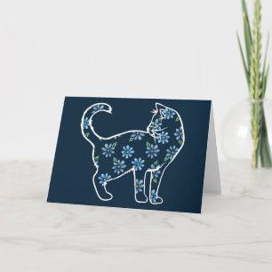 Cartão Gatos de Daisy Azul de Gato Flor