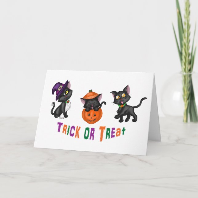 Cartão Gatos de Dia das Bruxas (Frente)