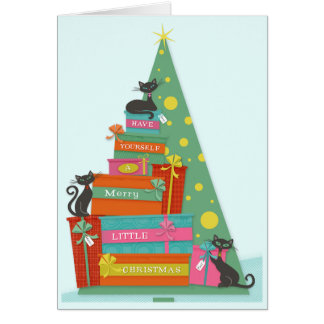 Cartão Gatos de Férias Modernas do Século médio