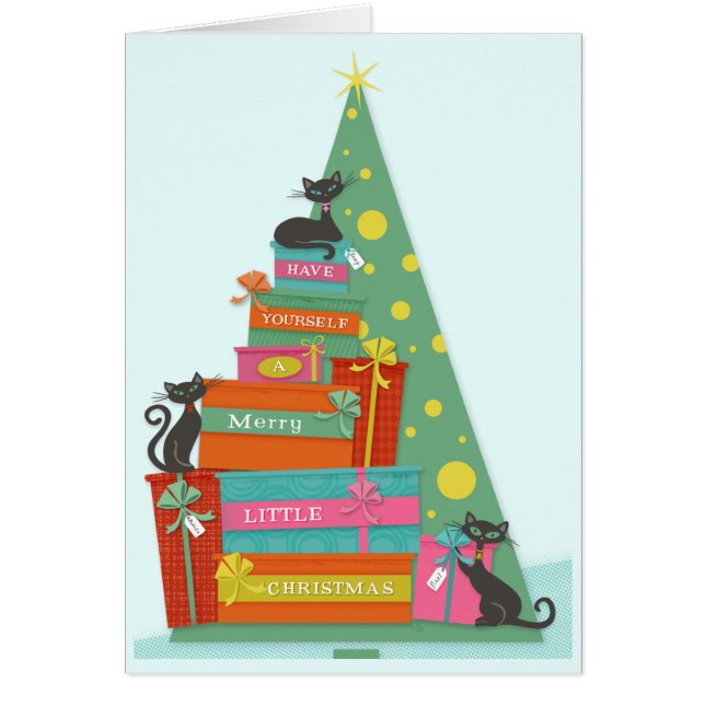 Cartão Gatos de Férias Modernas do Século médio (Frente)