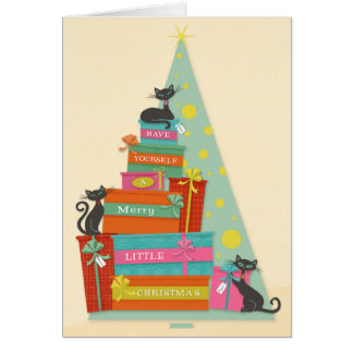 Cartão Gatos de Férias Modernas do Século médio