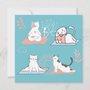 Cartão Gatos de Ioga Aniversário Lótus
