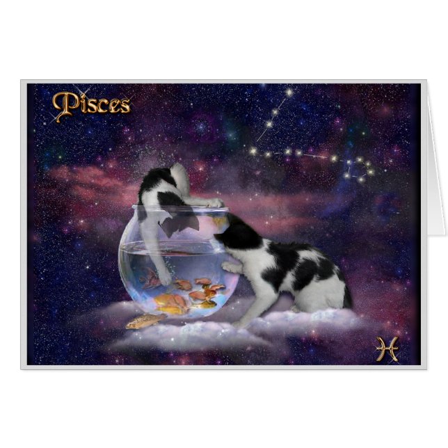 Cartão Gatos de peixes ♓ 🐱 (Frente Horizontal)