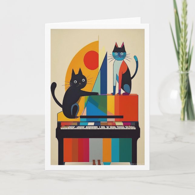 Cartão Gatos de Piano (Frente)