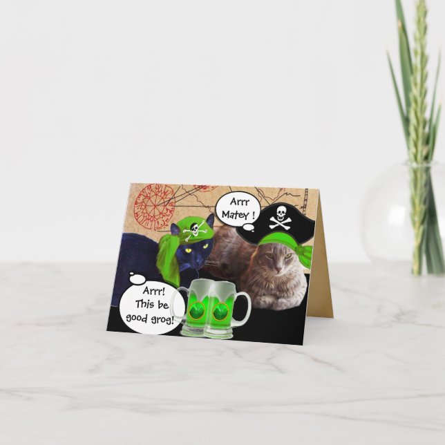 CARTÃO GATOS DE PIRATAS IRLANDESES/MAPAS DE TRATAMENTO DE (Frente)