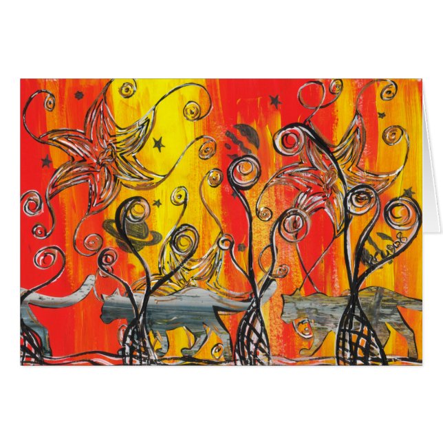 Cartão Gatos do espaço (Frente Horizontal)