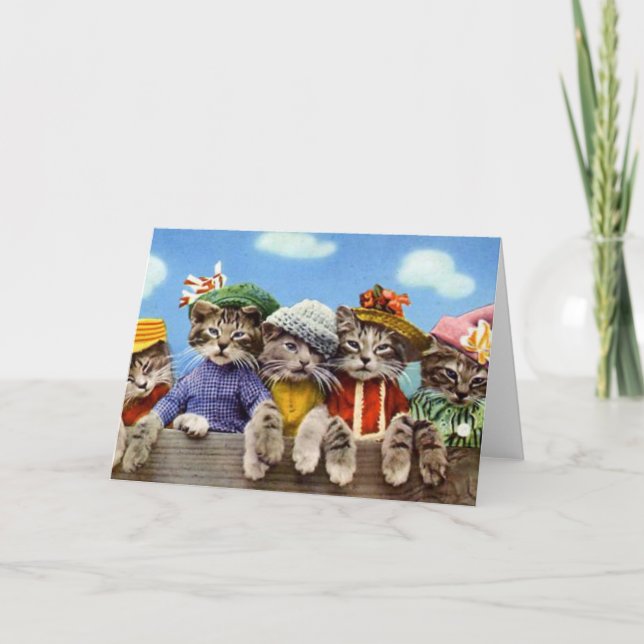 Cartão Gatos em Chapéus (Frente)