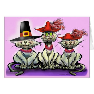Cartão Gatos em Chapéus Engraçados