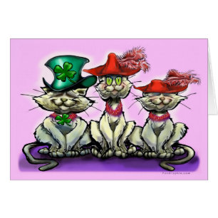 Cartão Gatos em Chapéus Engraçados